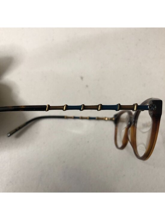 Gucci GG0658OA Eyeglasses Brown Havana Acetate Finish Gold-Toned Bamboo Design main image 4